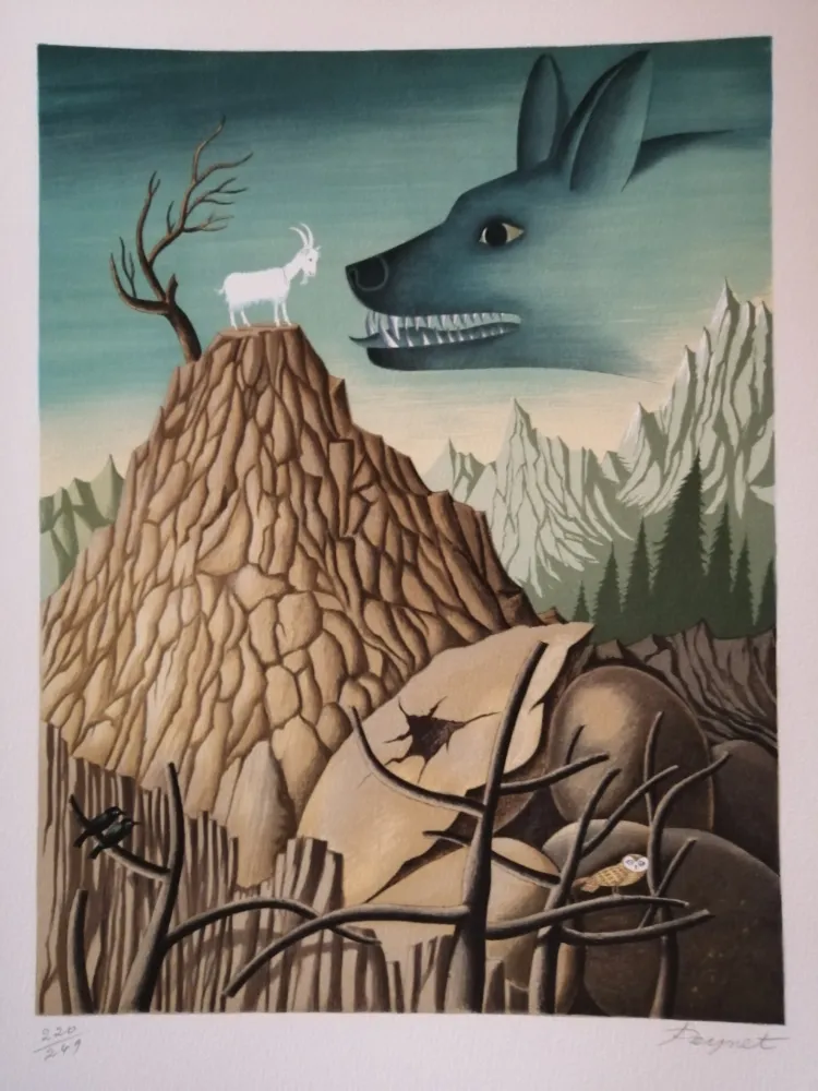 Lithografie Peynet - La Chêvre de Monsieur Seguin