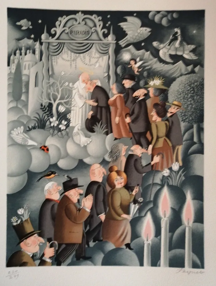 Lithografie Peynet - Le Curé de Cucugnan