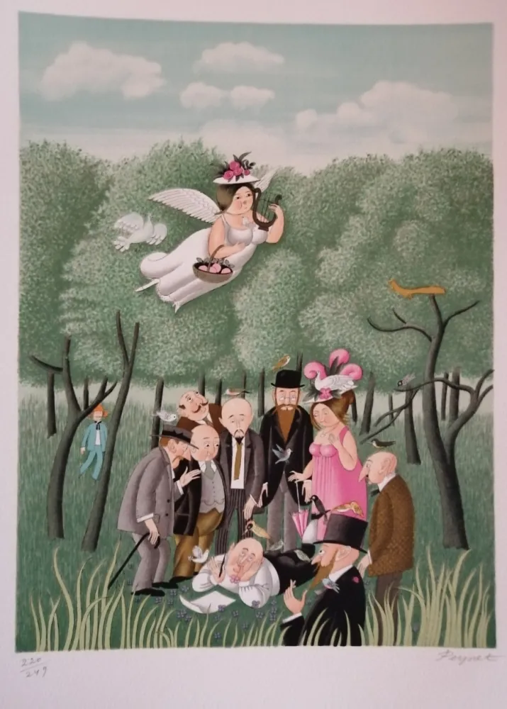 Lithografie Peynet - Le Sous Préfet aux champs