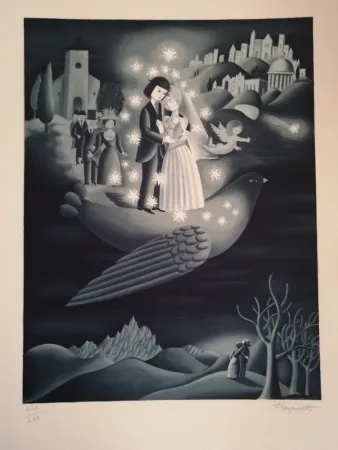 Lithografie Peynet - Les étoiles