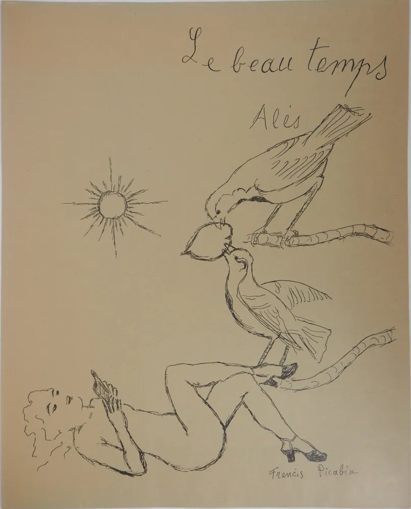 Lithografie Picabia - Le beau temps : Femme aux oiseaux