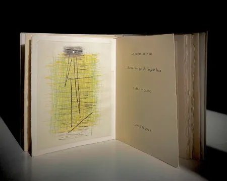 Geïllustreerd Boek Picasso - A. Artaud: AUTRE CHOSE QUE DE L'ENFANT BEAU. Rare gravure originale en couleurs (1957)