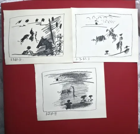 Lithografie Picasso - A Los Toros Avec Picasso- 3 plates