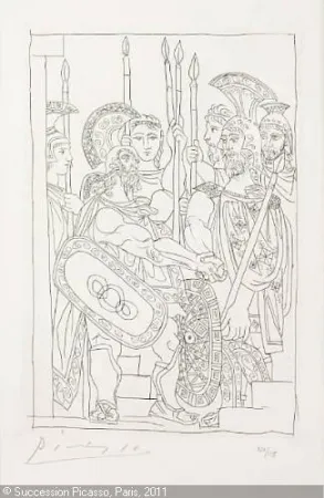 Gravure Picasso - Accord Entre les Guerriers de Sparte et d'Athens