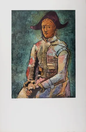 Lithografie Picasso (After) - Arlequin (Le peintre Jacinto Salvado en Arlequin), 1964.