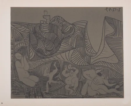 Linosnede Picasso (After) - Bacchanale au hibou, 1962