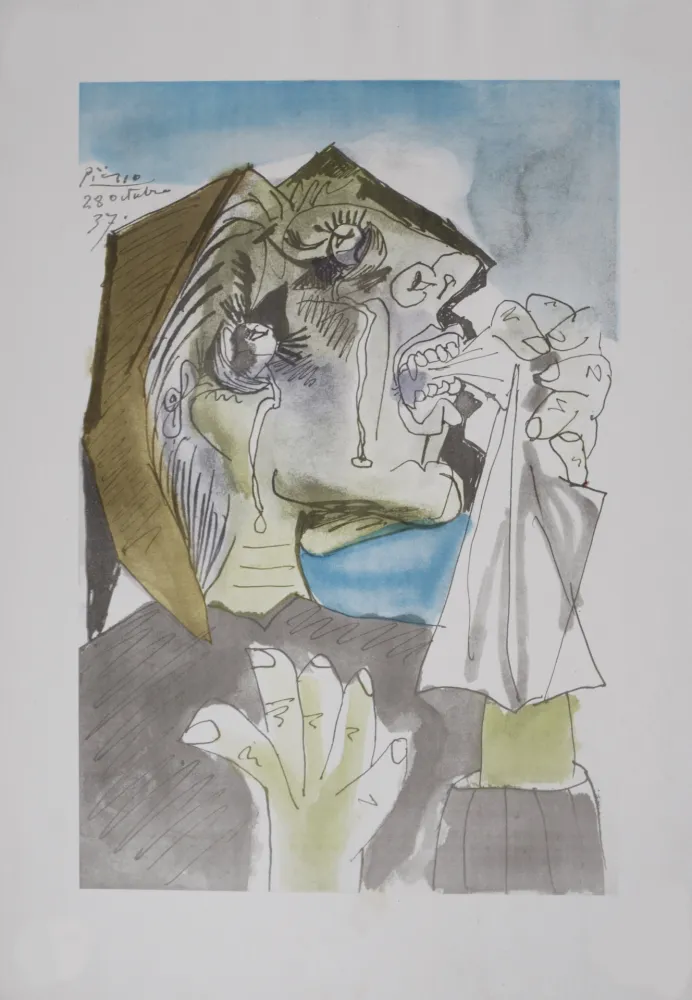 Lithografie Picasso (After) - Femme qui pleure, 1946