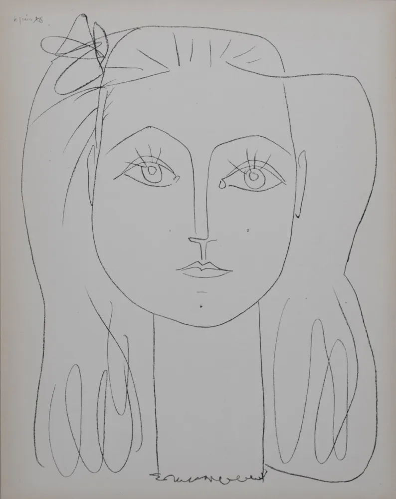 Lithografie Picasso (After) - Françoise avec un nœud dans les cheveux