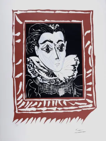 Lithografie Picasso (After) - La Dame à la Collerette (Portrait de Jacqueline à la Fraise), circa 1970