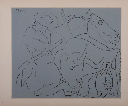 Linosnede Picasso (After) - La pique cassée, 1962