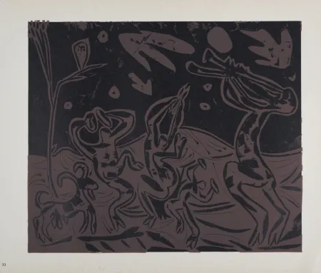 Linosnede Picasso (After) - Les danseurs au hibou, 1962