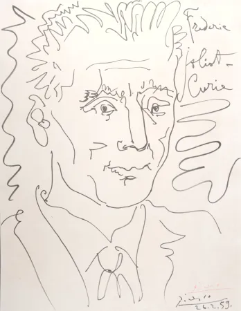 Lithografie Picasso (After) - Portrait de Frédéric Joliot-Curie, 1959