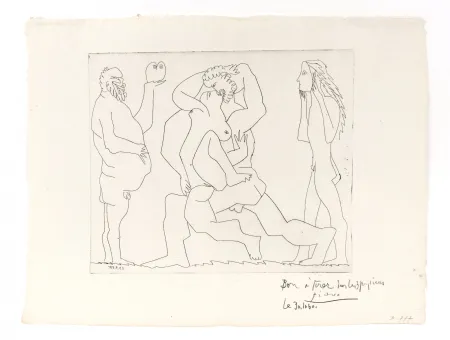 Gravure Picasso - Bacchanal with Owl and Young Man in a Mask