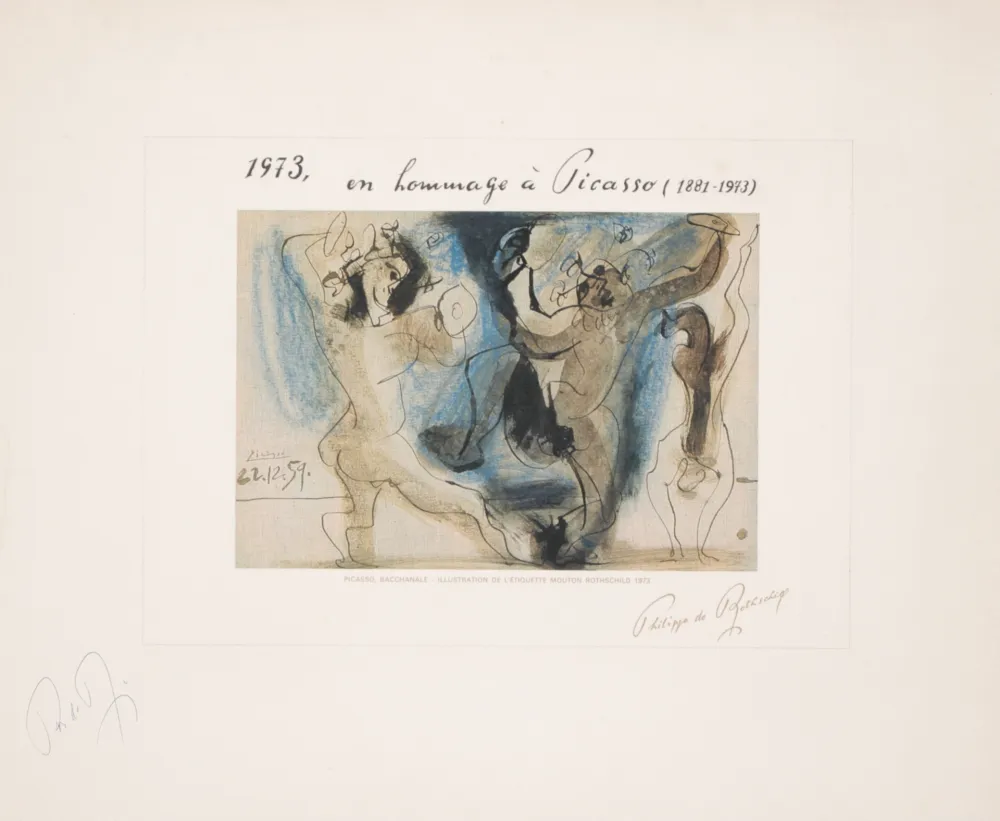 Lithografie Picasso - Bacchanale, Mouton de Rothschild label