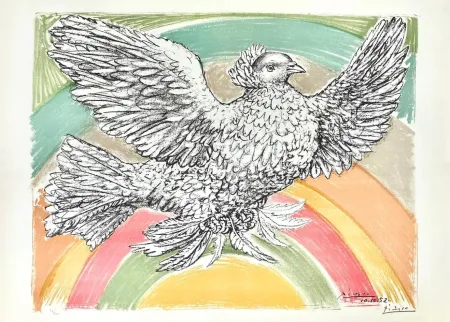 Lithografie Picasso - Colombe volant