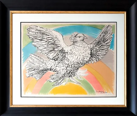 Lithografie Picasso - Colombe volant (à l'Arc-en-ciel)