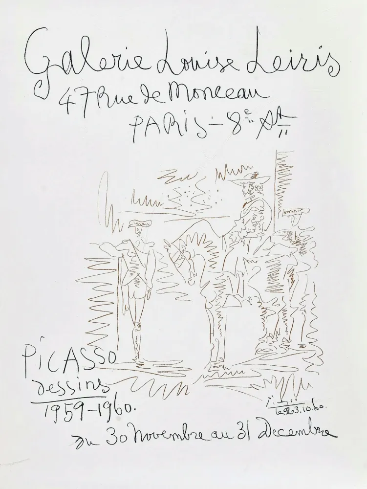 Lithografie Picasso - '' Dessins 1959-1960 ''  -  Galerie Louise LEIRIS