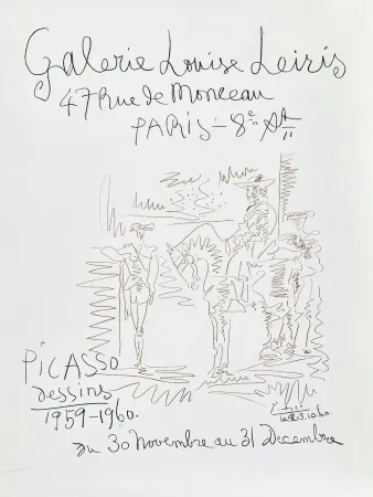 Lithografie Picasso - '' Dessins 1959-1960 ''  -  Galerie Louise LEIRIS