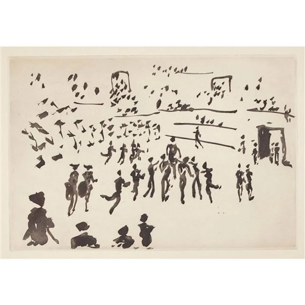 Aquatint Picasso - El torero sale en hombros de los aficionados