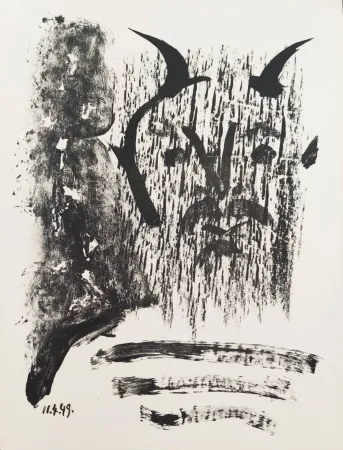 Lithografie Picasso - Élégie d'Ihpetonga, Masks of Ashes, Planche III