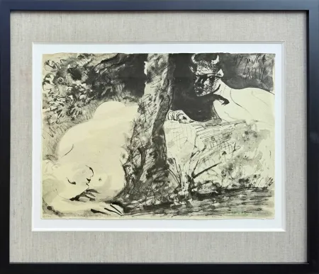 Lithografie Picasso - Faune et fuemme nue