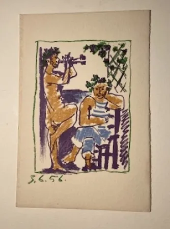 Lithografie Picasso - Faune et marin