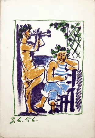 Lithografie Picasso - FAUNE ET MARIN. Méditerranée. Lithographie Originale et catalogue (1956)