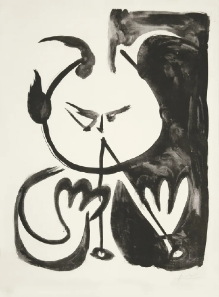 Lithografie Picasso - Faune musicien no. 5 (Musizierender Faun Nr. 5) 