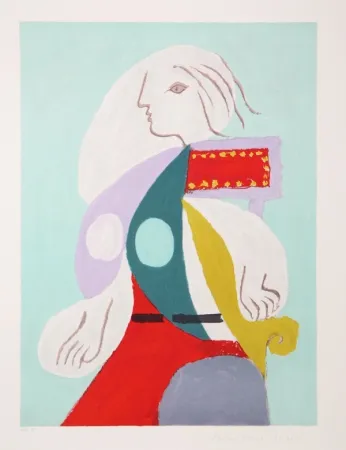Lithografie Picasso - Femme A La Robe Multicolore