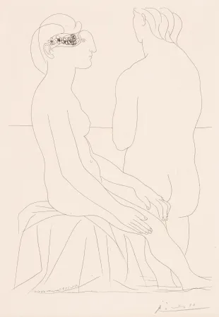 Gravure Picasso - Femme assise et Femme de Dos, pl. 78