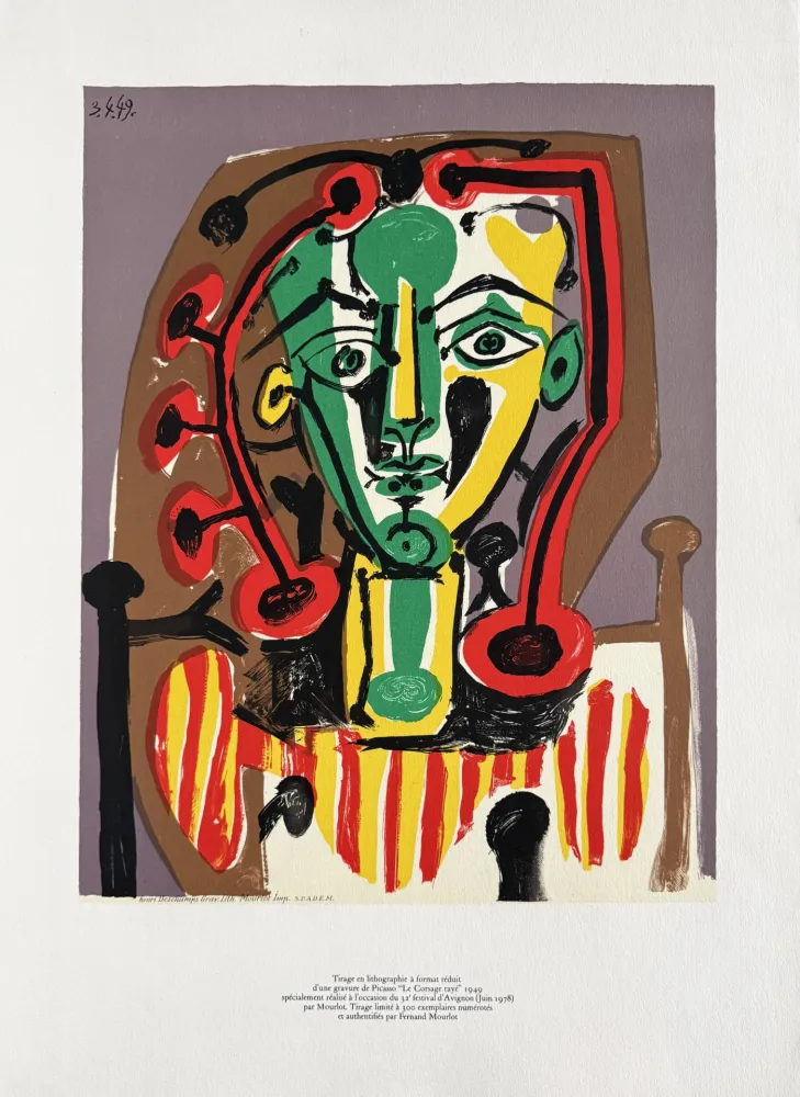 Lithografie Picasso - Figure au Corsage rayé (Figure with Striped Bodice)
