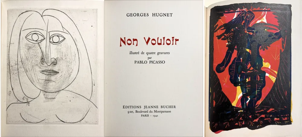 Geïllustreerd Boek Picasso - G. Hugnet. NON VOULOIR. 1/26 avec gravure originale et zincographies (1942)
