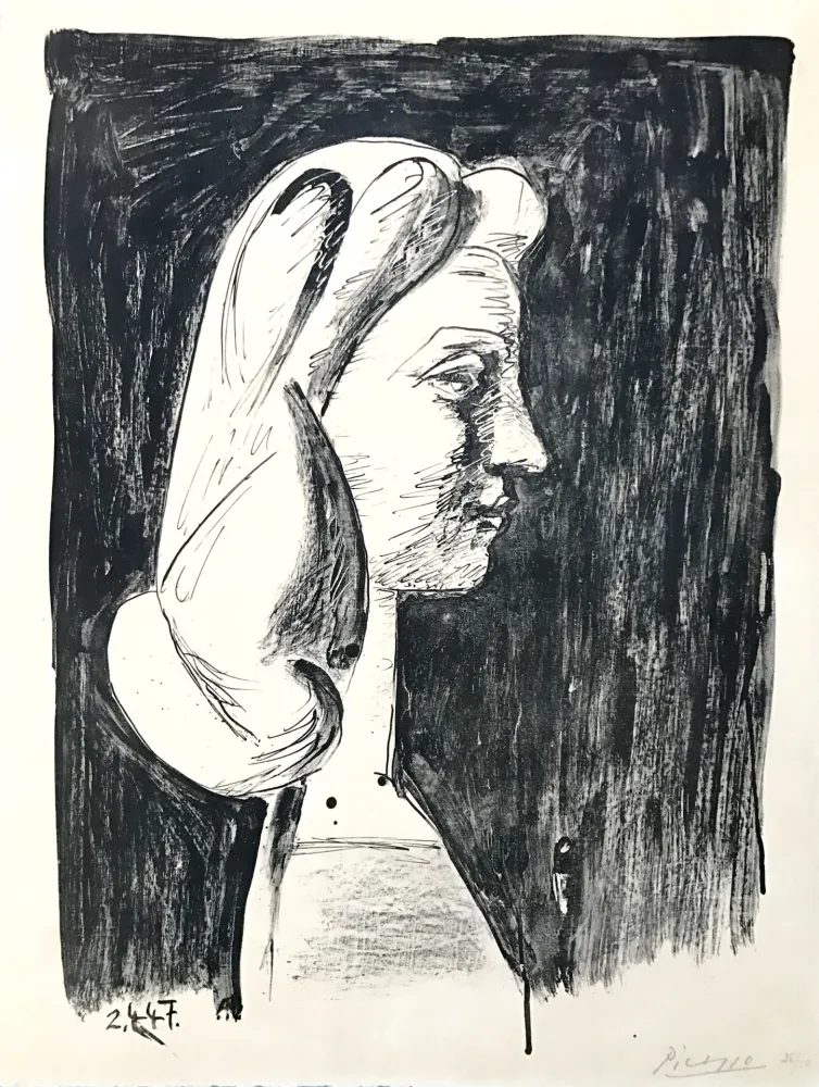 Lithografie Picasso - Grand Profil  (Francoise Gilot)