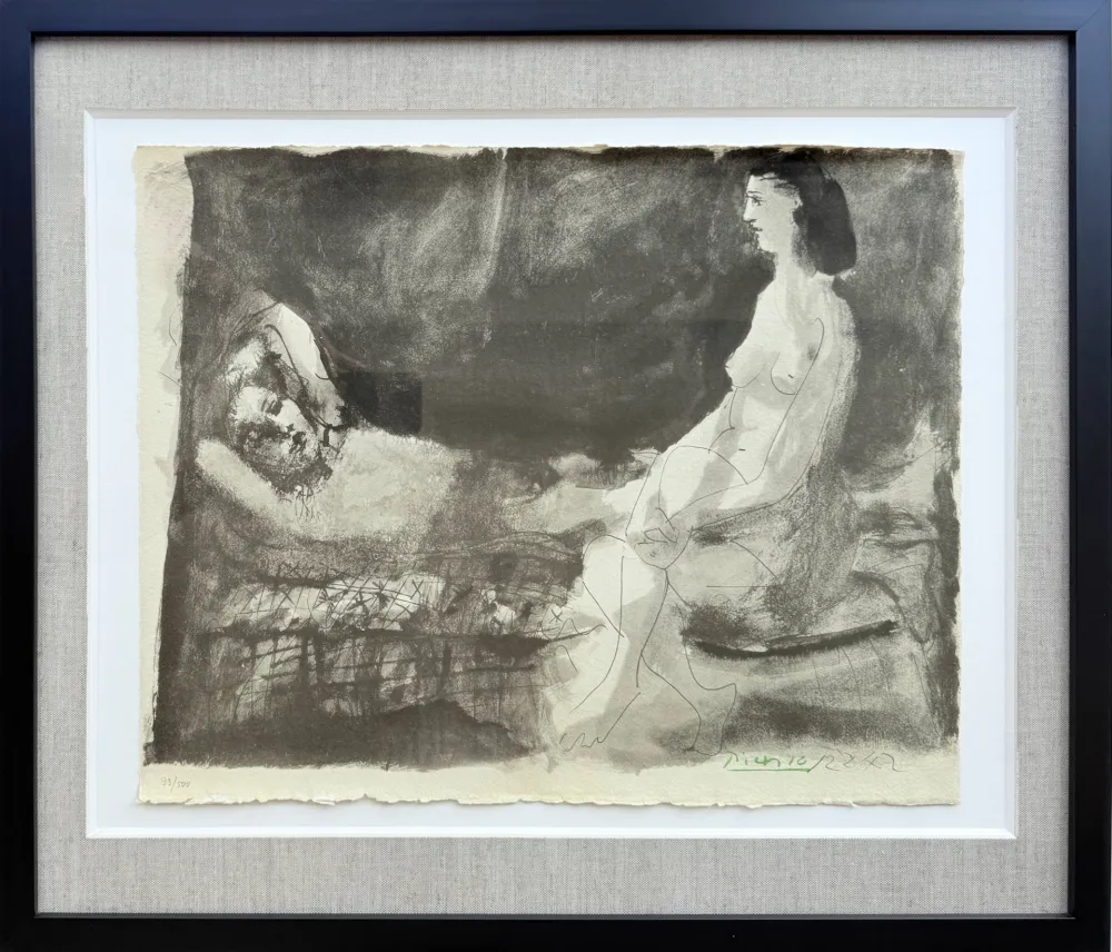Lithografie Picasso - Homme couché et femme assise