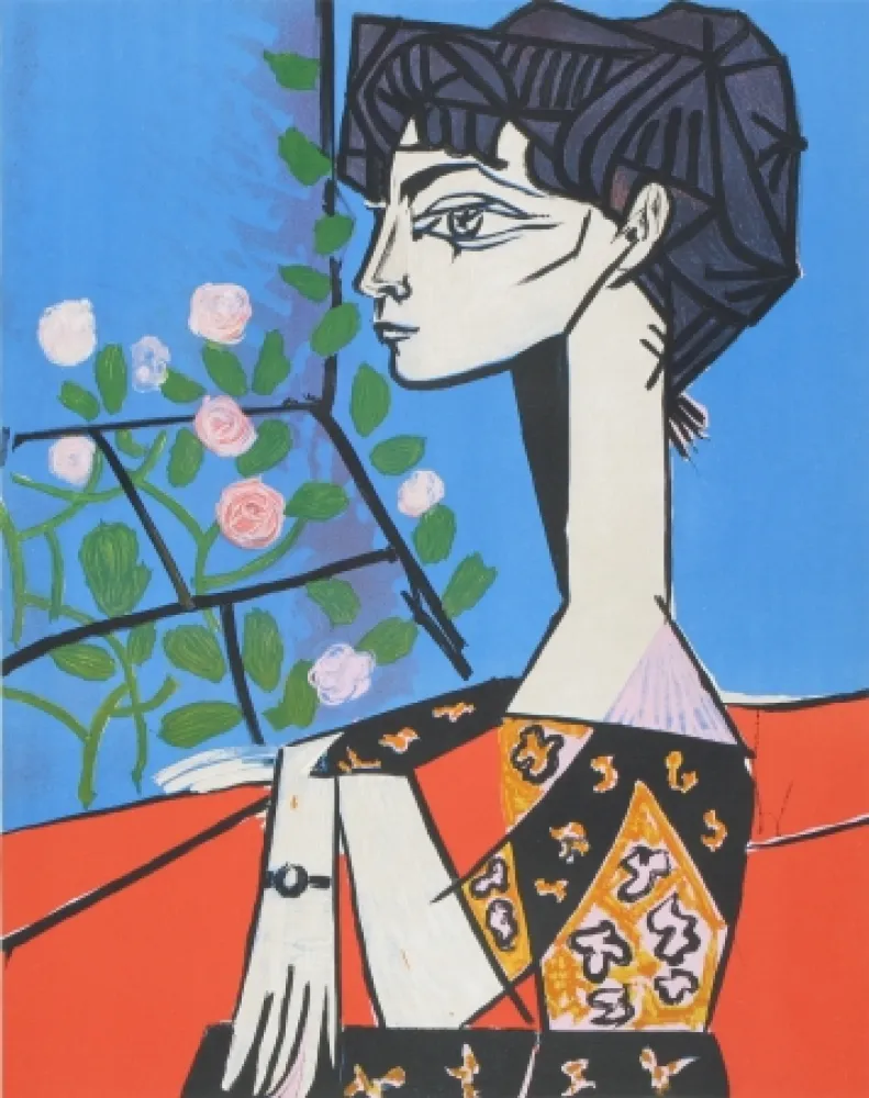 Lithografie Picasso - Jacqueline avec Fleurs