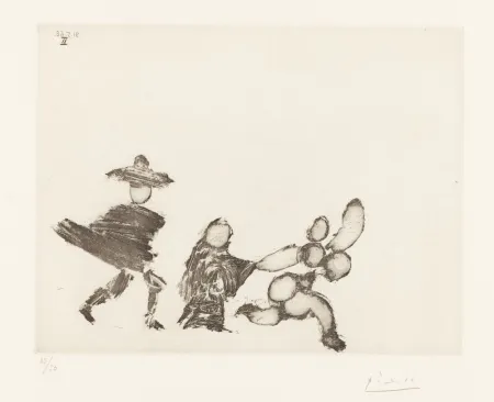 Ets Picasso - Jeune fille fuyant, avec la célestine et un jeune homme