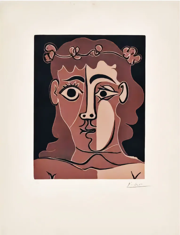 Linosnede Picasso - Jeune Homme Couronné de Feuillage 