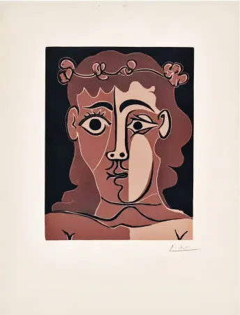 Linosnede Picasso - Jeune Homme Couronné de Feuillage 