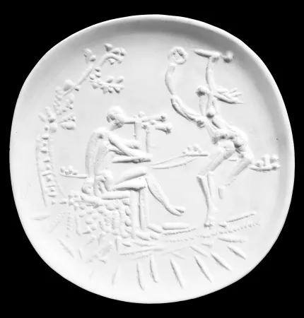 Keramiek Picasso - Joueur de diaule et faune 