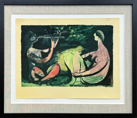 Lithografie Picasso - Joueur de diaule et nu