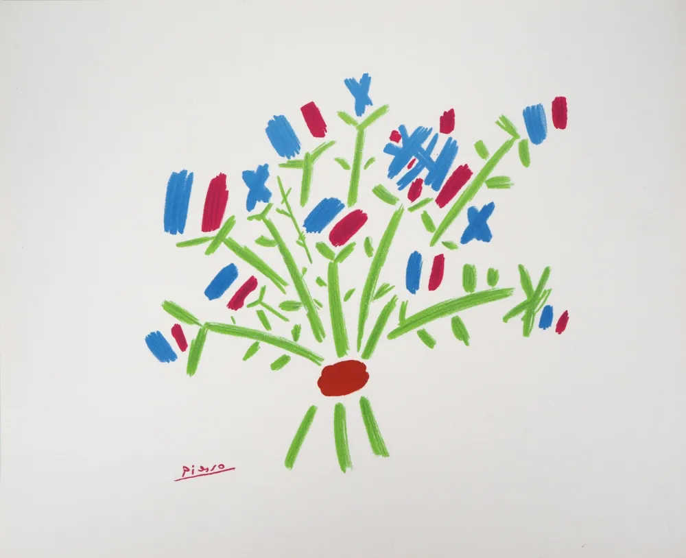 Lithografie Picasso - Le bouquet Bleu, Blanc, Rouge