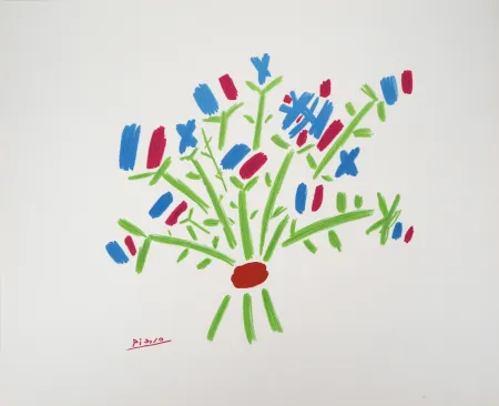 Lithografie Picasso - Le bouquet Bleu, Blanc, Rouge