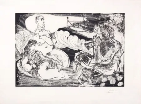 Ets En Aquatint Picasso - Le Joueur de Diaule