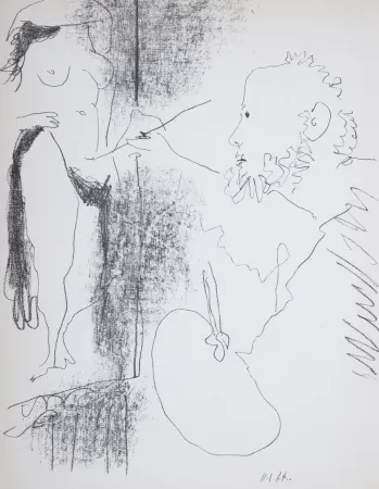 Lithografie Picasso - Le Peintre et son Modèle, 1964