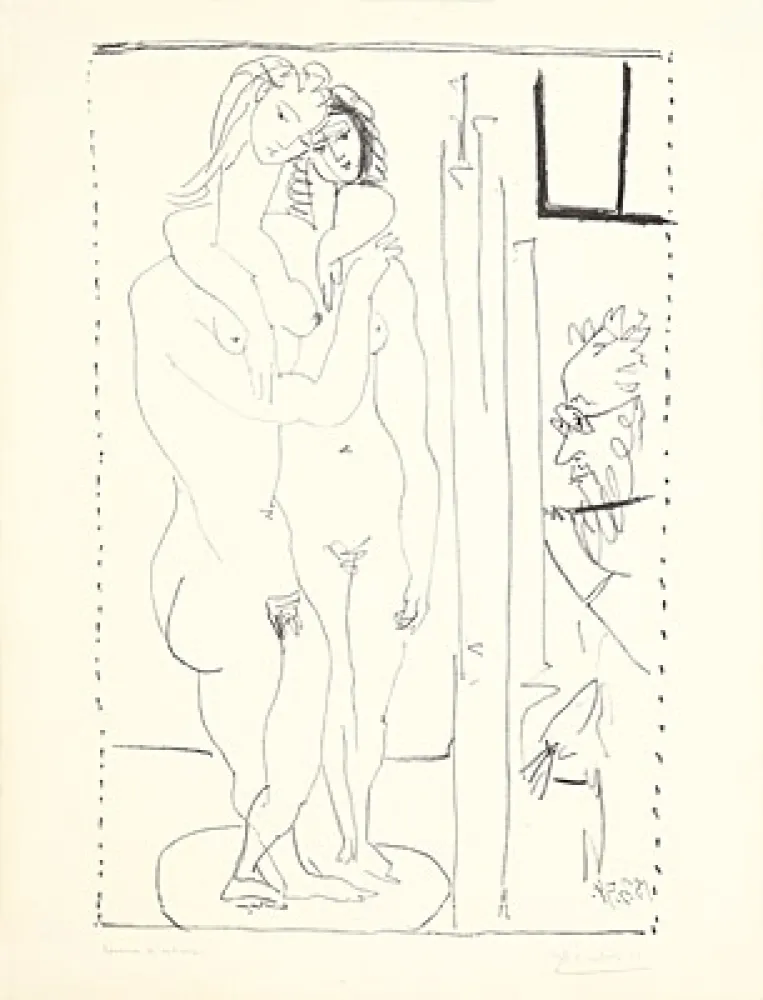 Lithografie Picasso - Les deux modèles nus