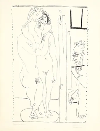 Lithografie Picasso - Les deux modèles nus