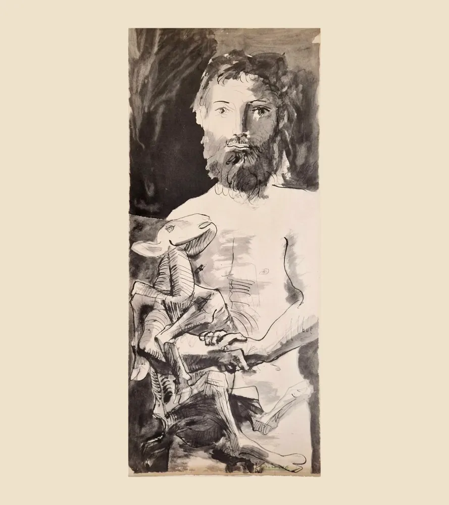 Lithografie Picasso - L'HOMME AU MOUTON (1967)