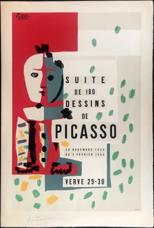 Lithografie Picasso - LITHOGRAPHIE EN COULEURS SIGNÉE AU CRAYON POUR L' AFFICHE ORIGINALE VALLAURIS VERVE (1953).
