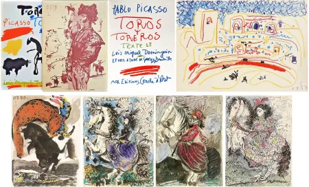 Geïllustreerd Boek Picasso - Luis Miguel Dominguin. TOROS Y TOREROS. Avec lithographies en couleurs par F. Mourlot d'après Picasso (1961)