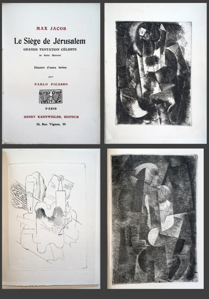 Geïllustreerd Boek Picasso - Max Jacob. LE SIÈGE DE JÉRUSALEM. 3 eaux-fortes cubistes de Picasso (1914).